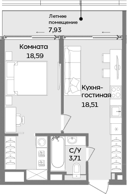 1-комн., 40.81 м²