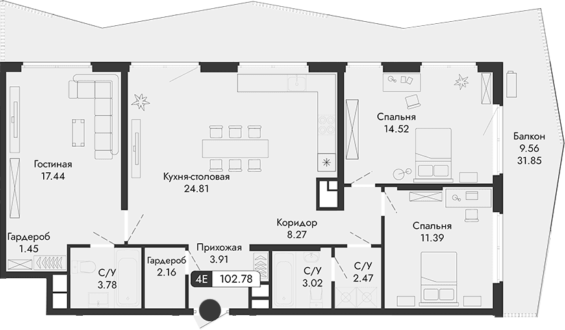 4-комн., 93.22 м²