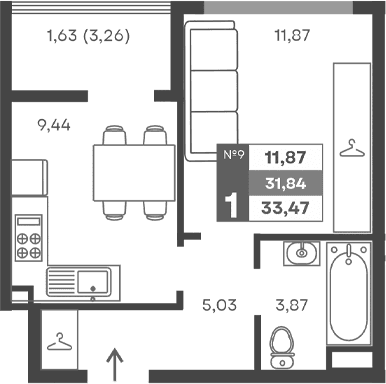 1-комн., 30.21 м²