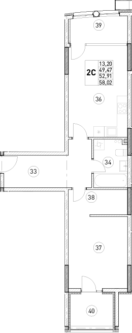 1-комн., 49.47 м²