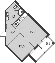 2-комн., 38.1 м²