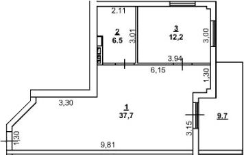 1-комн., 56.4 м²