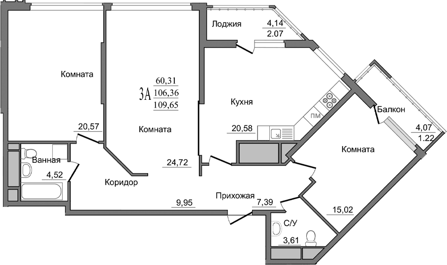 3-комн., 105.81 м²