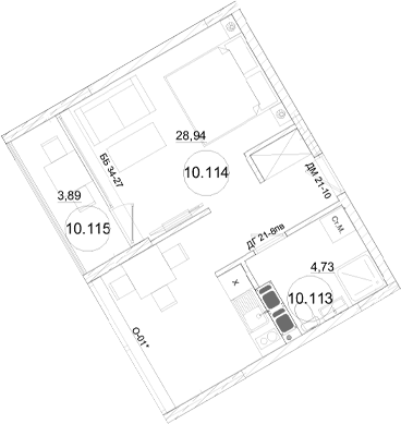 1-комн., 33.58 м²