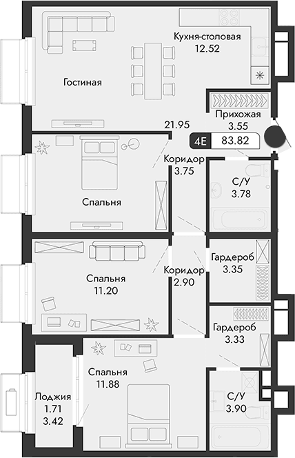 Своб. план., 82.11 м²