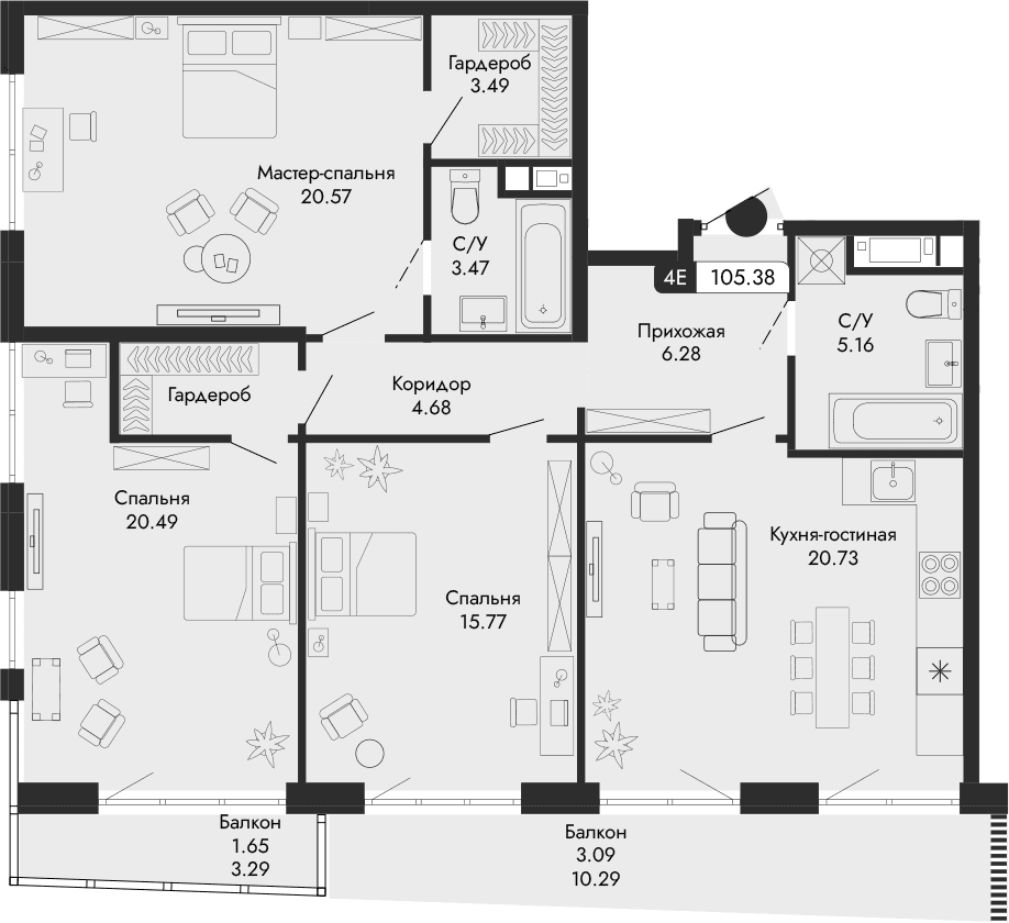 4-комн., 100.64 м²