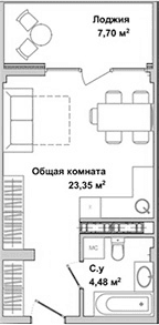 Студия, 27 м²