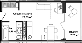 Студия, 27.92 м²