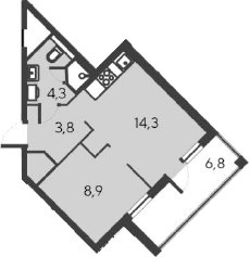 2-комн., 31.3 м²