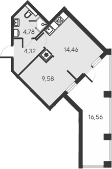 2-комн., 33.14 м²