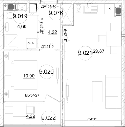 2-комн., 42.65 м²