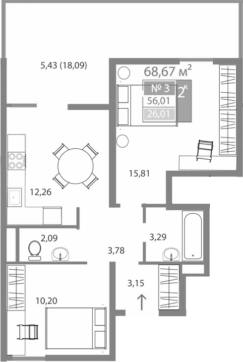 Таунхаусы, 50.58 м²