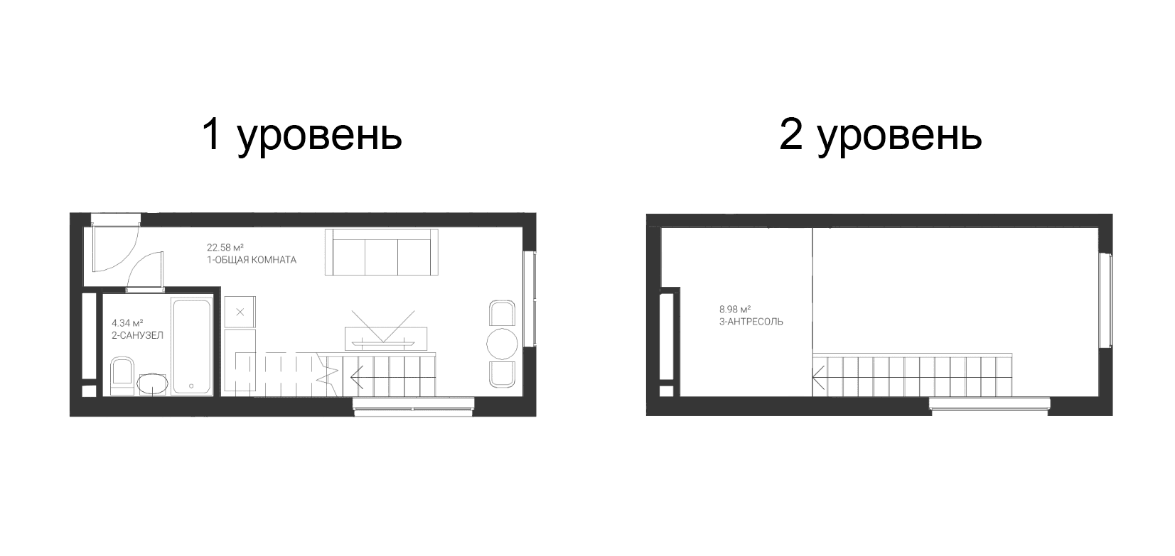 Студия, 35.89 м²