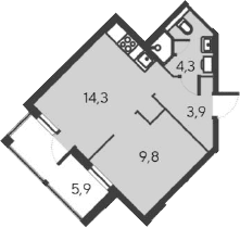 2-комн., 32.3 м²