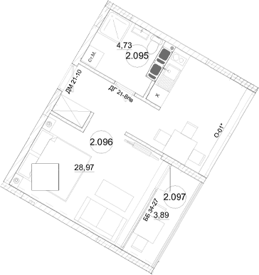 Студия, 33.7 м²