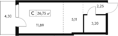 Студия, 22.45 м²