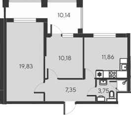 3-комн., 52.97 м²