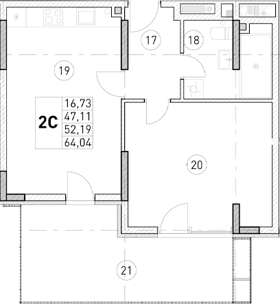 1-комн., 47.11 м²