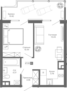 2-комн., 36.08 м²