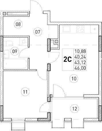 1-комн., 40.24 м²