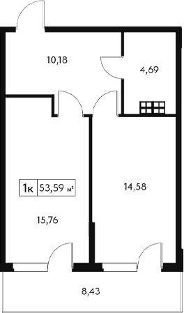 1-комн., 51.06 м²