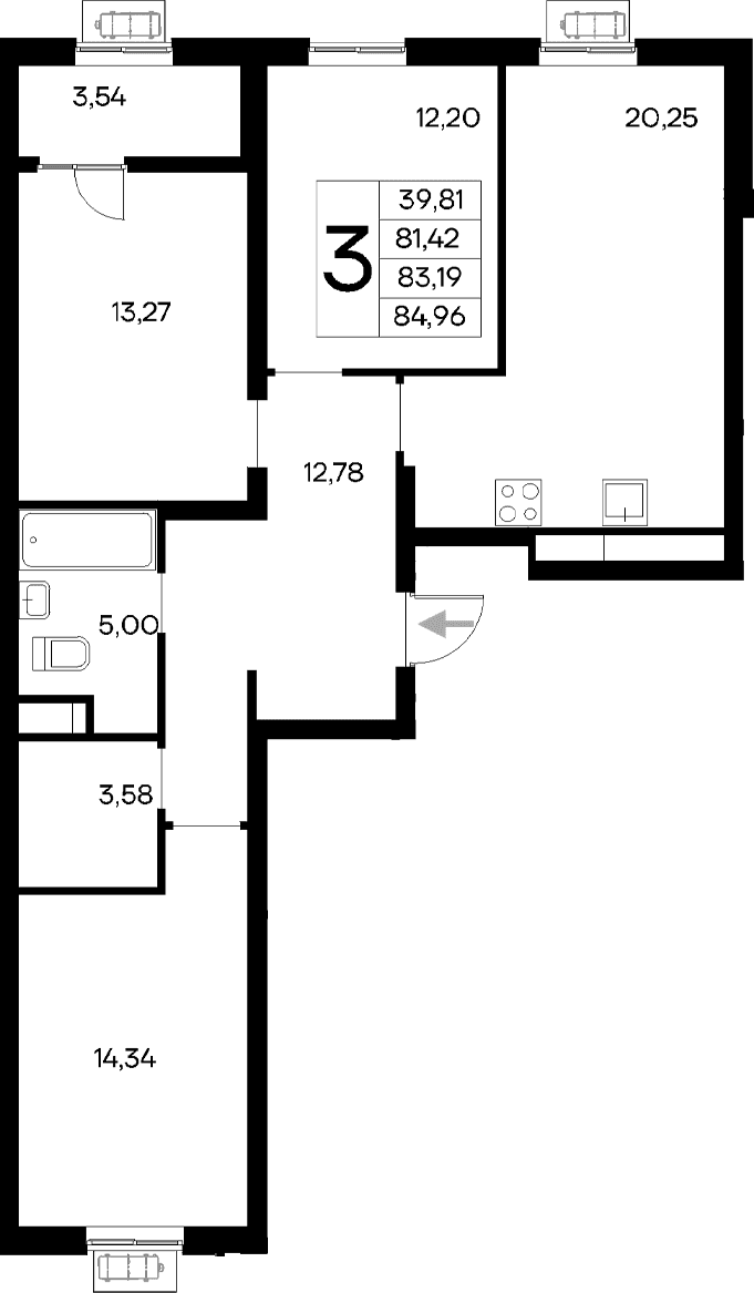 3-комн., 81.42 м²