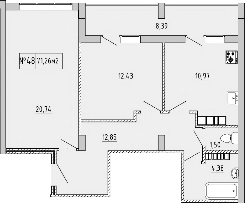 2-комн., 62.86 м²