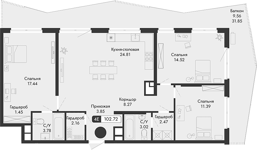 4-комн., 93.16 м²