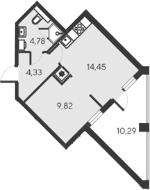 2-комн., 33.38 м²
