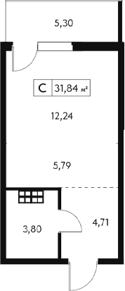 Студия, 30.25 м²