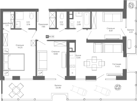 4-комн., 66.15 м²