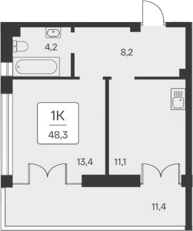 1-комн., 36.9 м²