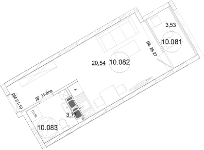Студия, 24.31 м²