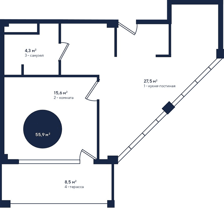 2-комн., 47.4 м²