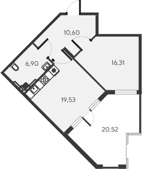 2-комн., 53.34 м²