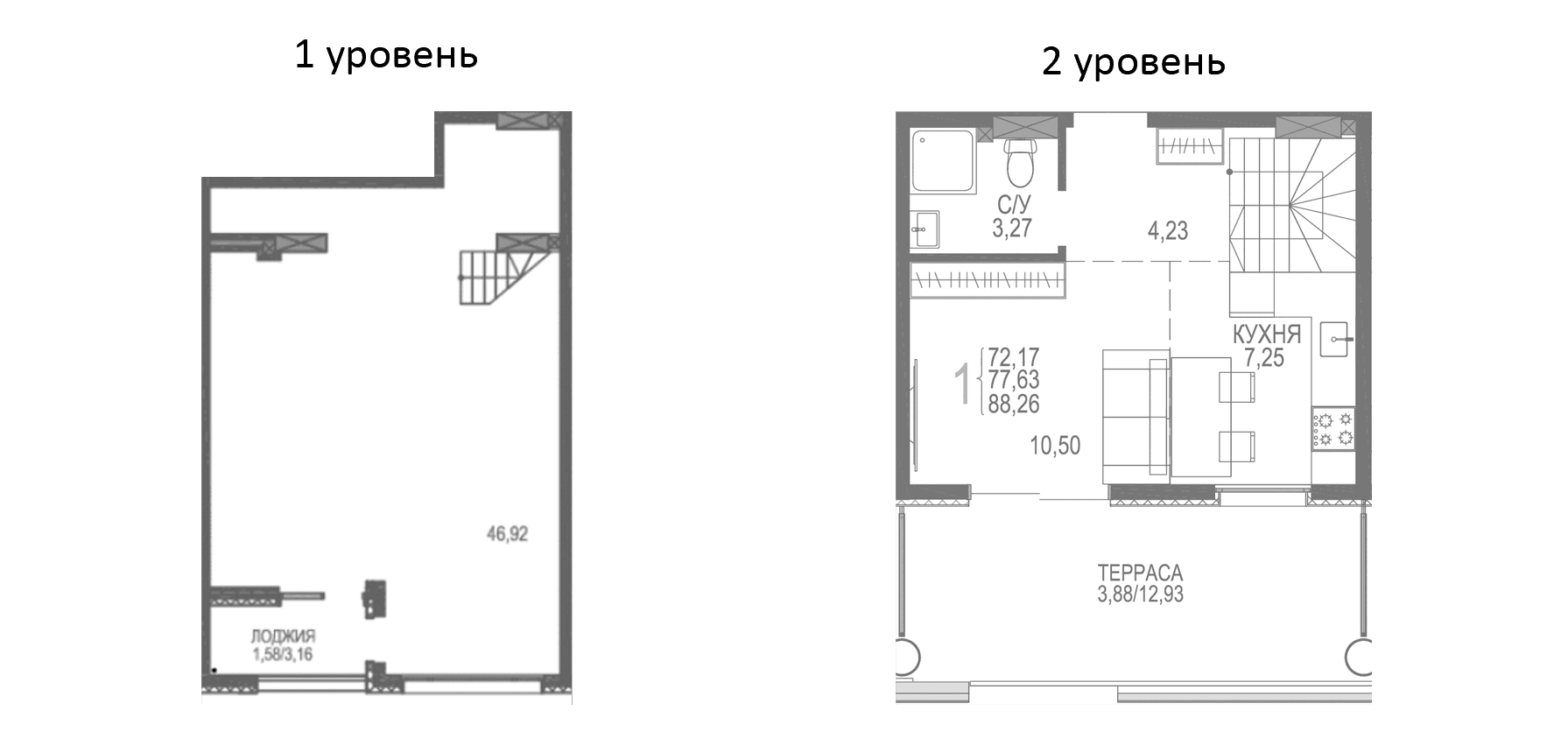 2-комн., 82.8 м²