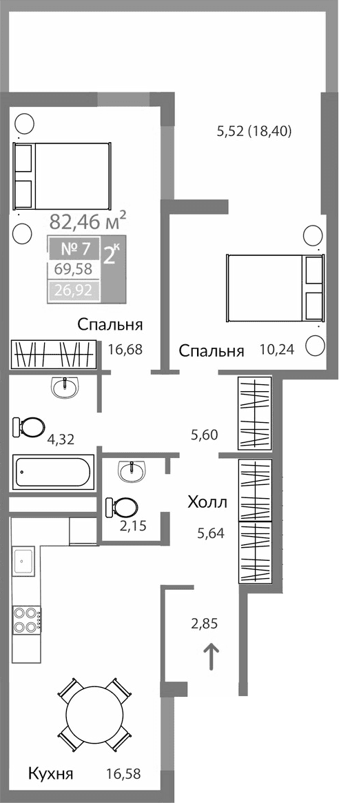 Таунхаусы, 64.06 м²