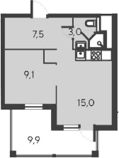 2-комн., 34.6 м²
