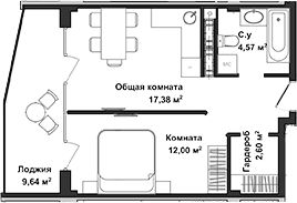 2-комн., 36.55 м²