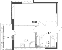 1-комн., 38.2 м²