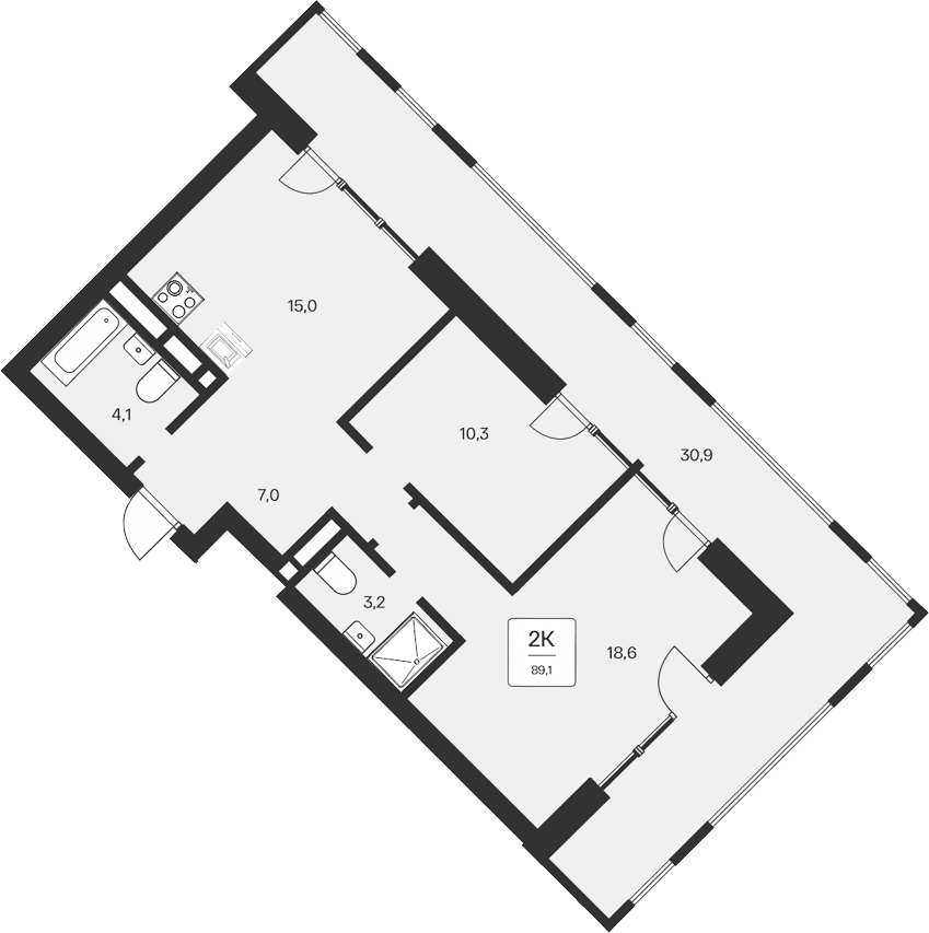 2-комн., 58.2 м²