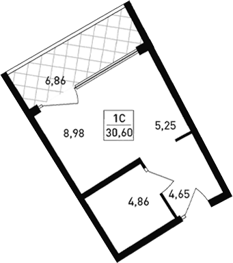 Студия, 23.74 м²