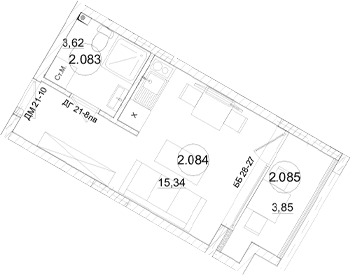 Студия, 18.96 м²