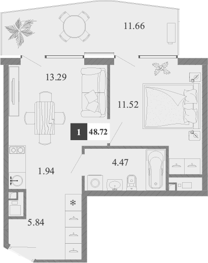 1-комн., 37.06 м²