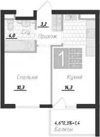 1-комн., 31.8 м²
