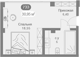 Студия, 29.2 м²