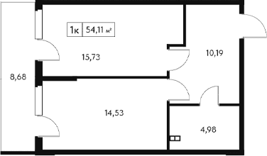 1-комн., 45.43 м²