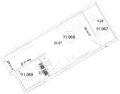 Студия, 24.44 м²