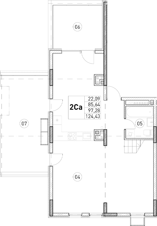 1-комн., 85.64 м²
