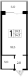 Студия, 24.3 м²
